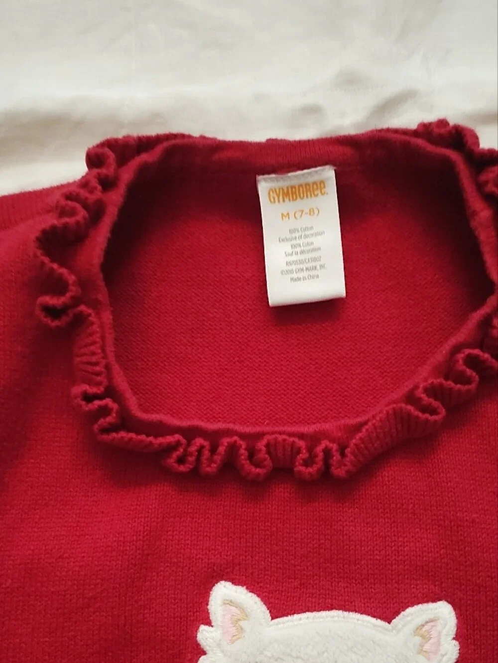 Gymboree Red Knit Cat Applique Pet Vest